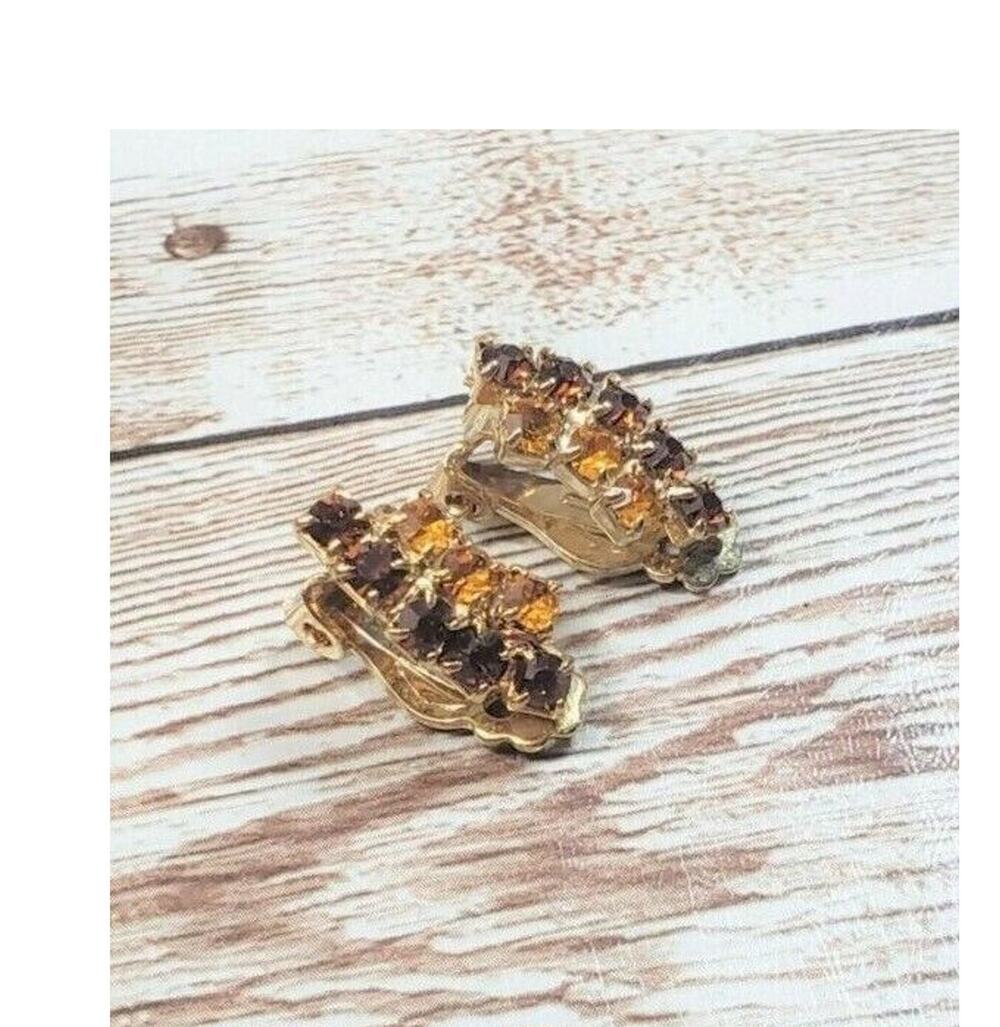Vintage Clip On Earrings - Beautiful Autumn Fall Tones